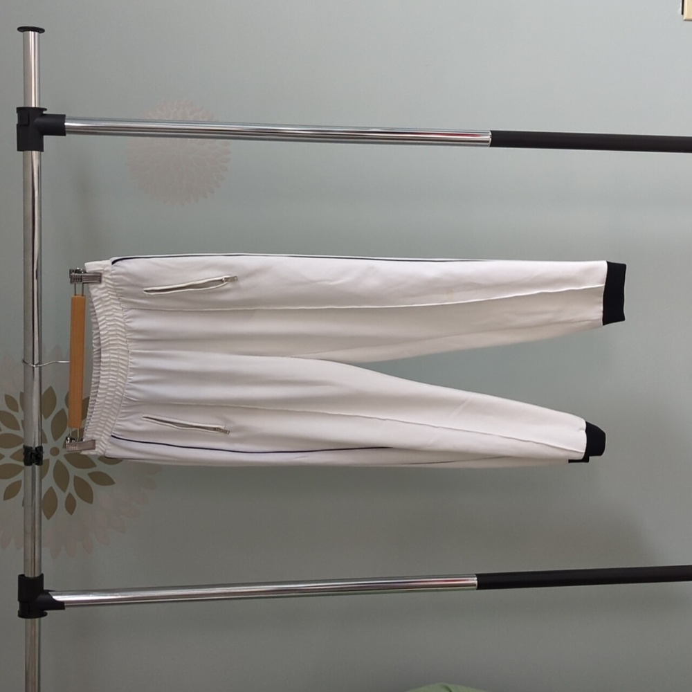 Zara Basic Medium Pants White With Black Detailing - image 1